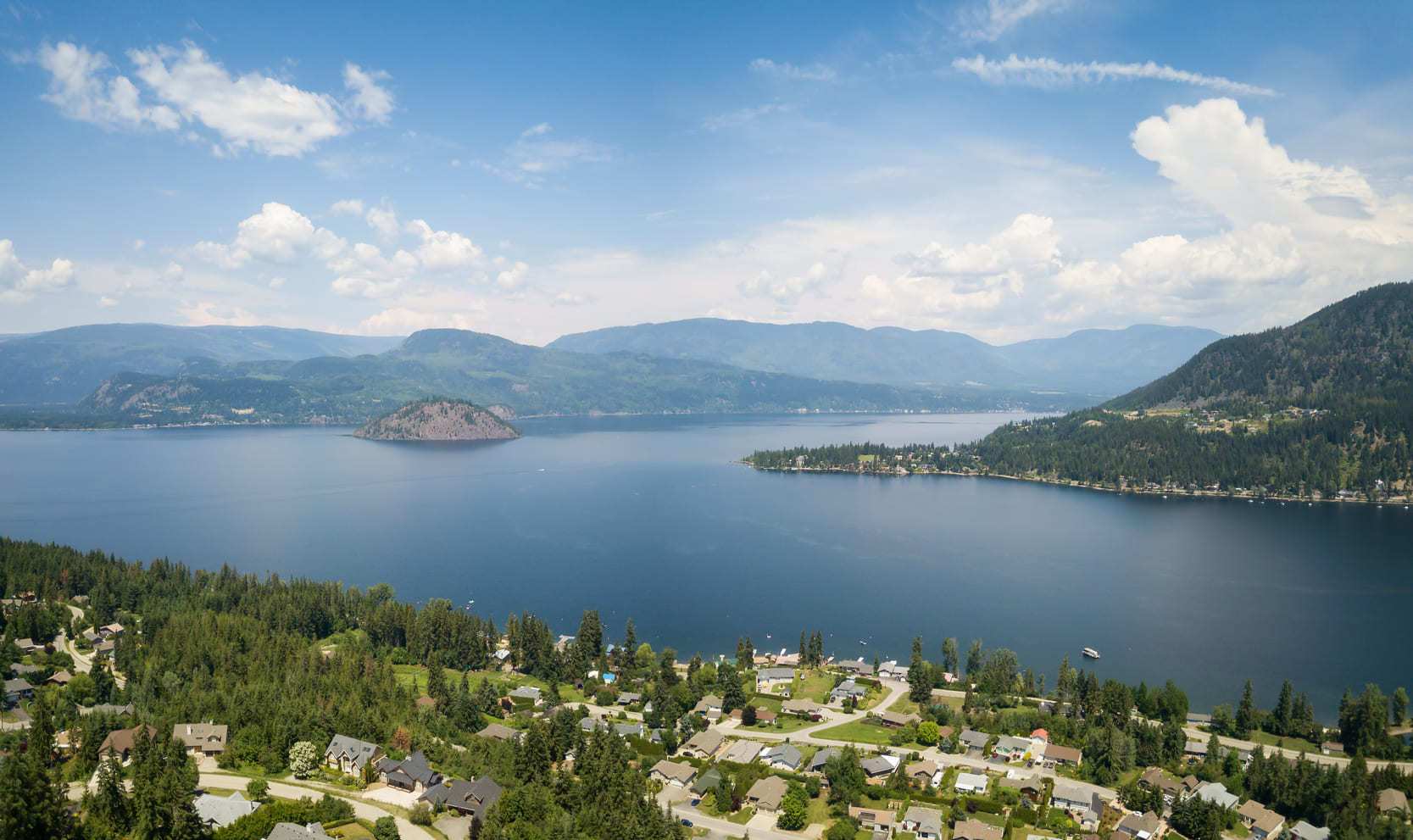 Aerial view of real estate in Blind Bay, British Columbia